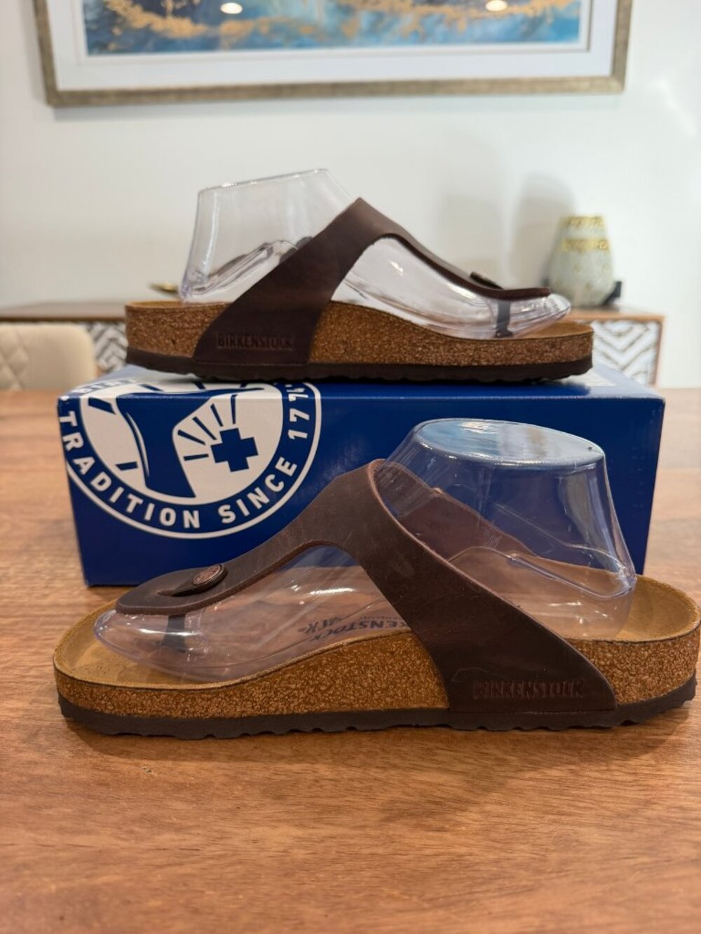 Birkenstock Gizeh BS Leather Brown Sandals Size 8W 6M BNIB